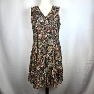 Be by Chetta B Sleeveless‎ Floral Fall Midi Dress Fairy Black Multi Women's 14